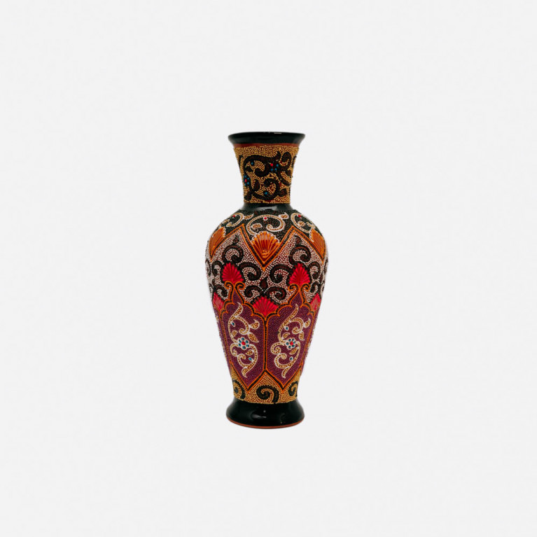 Unik handgjord vas från Rishtan (Uzbekistan), 30 cm, droppteknik