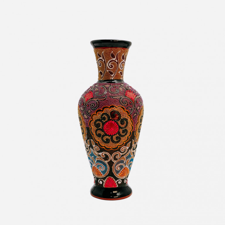 Unik handgjord vas från Rishtan (Uzbekistan), 30 cm, droppteknik