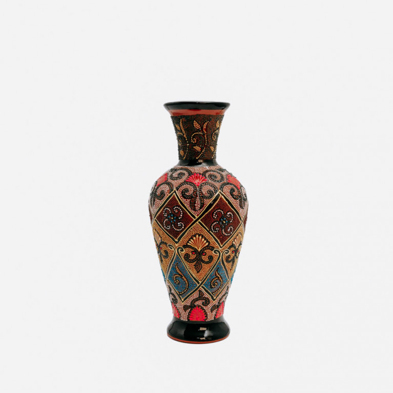 Unik handgjord vas från Rishtan (Uzbekistan), 30 cm, droppteknik