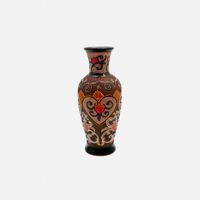 Unik handgjord vas från Rishtan (Uzbekistan), 30 cm, droppteknik