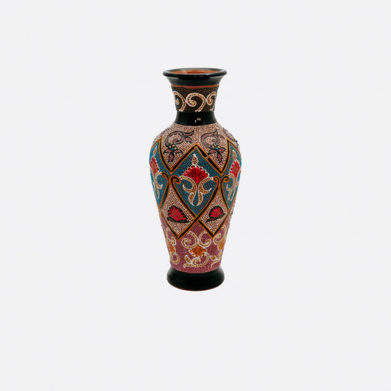 Unik handgjord vas från Rishtan (Uzbekistan), 30 cm, droppteknik