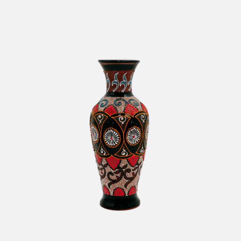 Unik handgjord vas från Rishtan (Uzbekistan), 30 cm, droppteknik