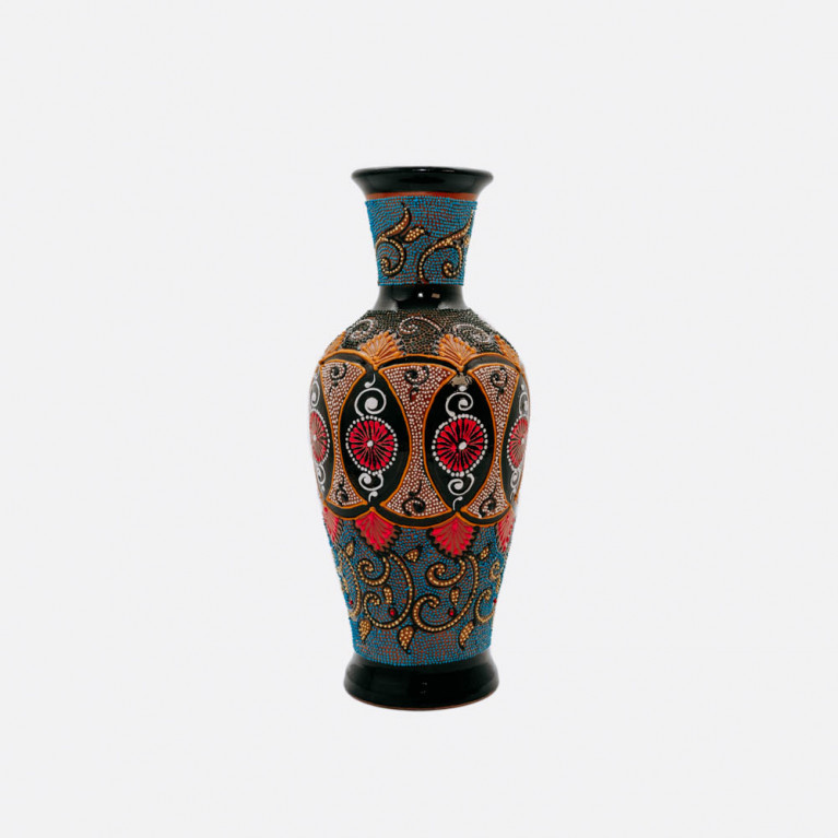 Unik handgjord vas från Rishtan (Uzbekistan), 30 cm, droppteknik