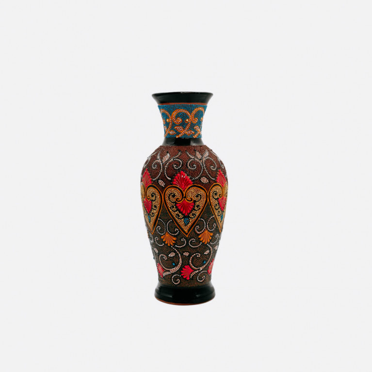 Unik handgjord vas från Rishtan (Uzbekistan), 30 cm, droppteknik