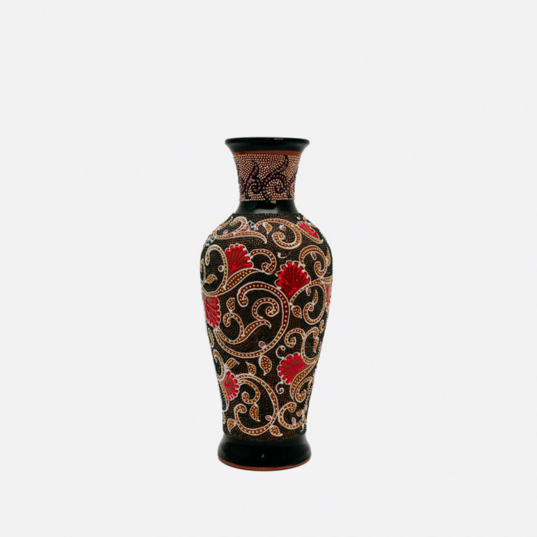 Unik handgjord vas från Rishtan (Uzbekistan), 30 cm, droppteknik