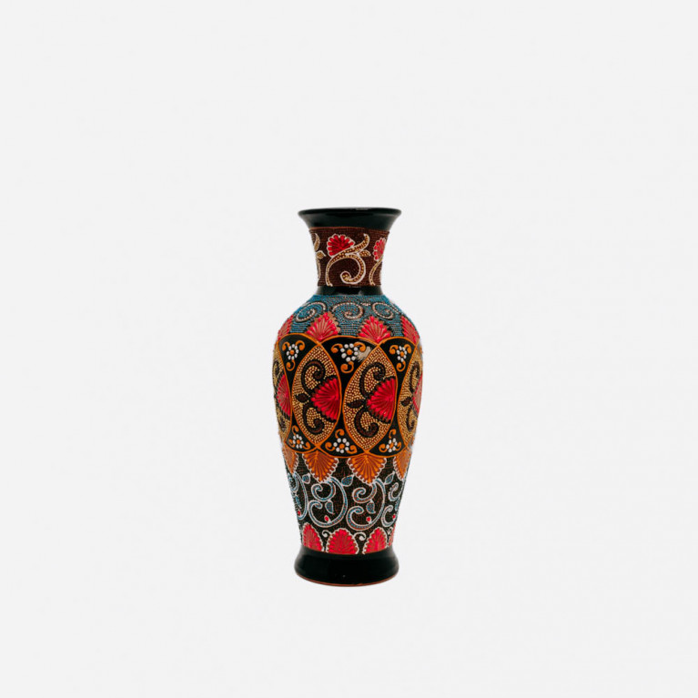 Unik handgjord vas från Rishtan (Uzbekistan), 30 cm, droppteknik