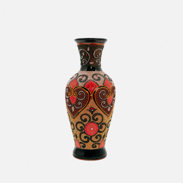 Unik handgjord vas från Rishtan (Uzbekistan), 30 cm, droppteknik