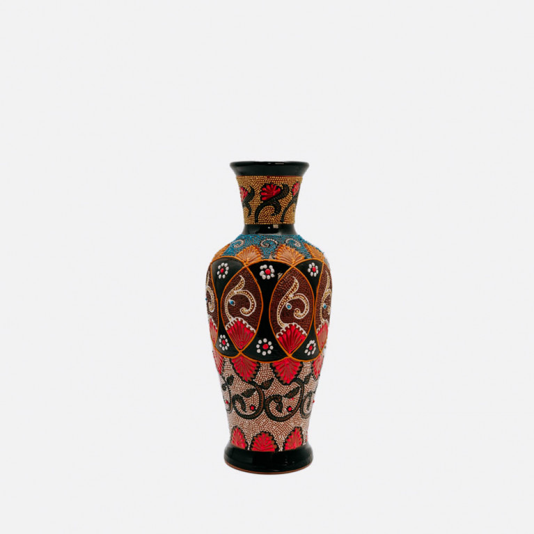 Unik handgjord vas från Rishtan (Uzbekistan), 30 cm, droppteknik