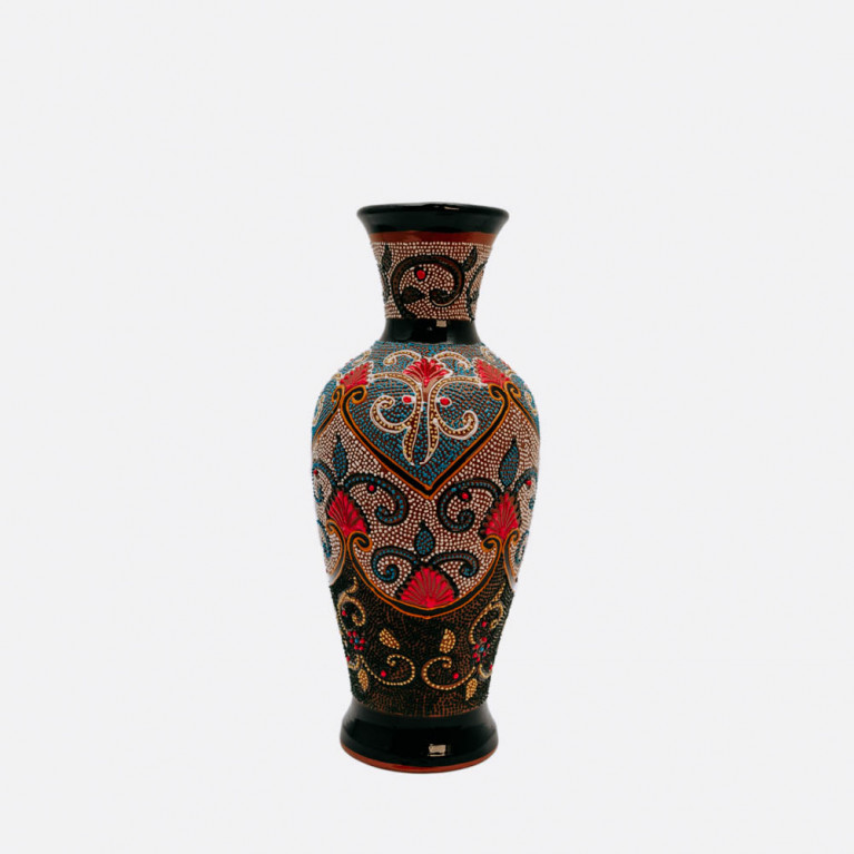 Unik handgjord vas från Rishtan (Uzbekistan), 30 cm, droppteknik