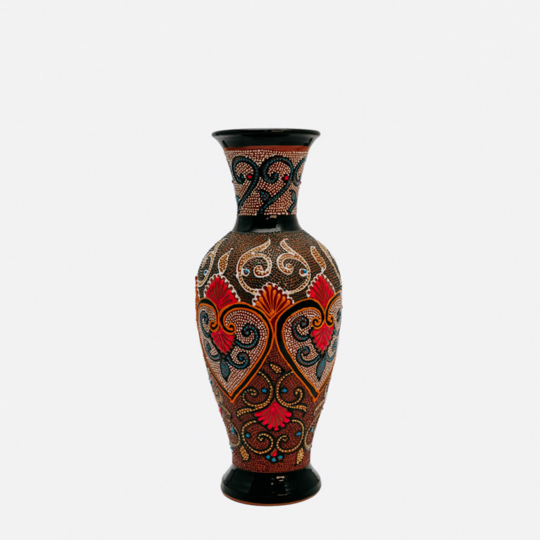 Unik handgjord vas från Rishtan (Uzbekistan), 30 cm, droppteknik