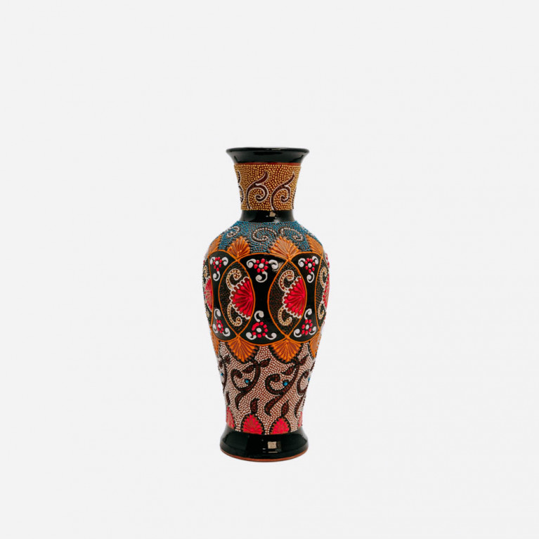 Unik handgjord vas från Rishtan (Uzbekistan), 30 cm, droppteknik