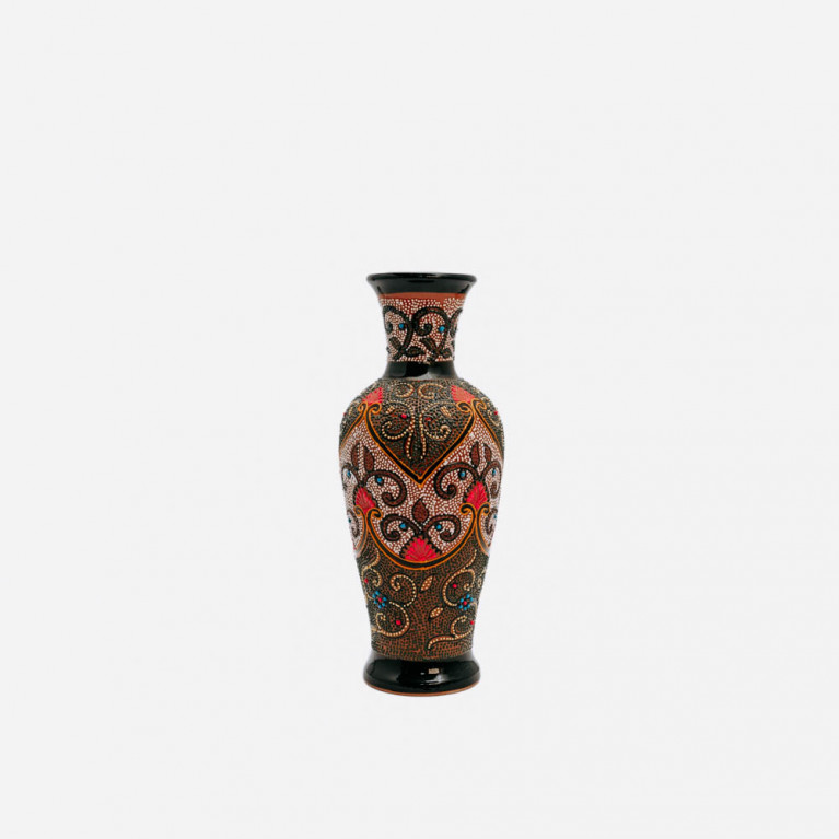 Unik handgjord vas från Rishtan (Uzbekistan), 30 cm, droppteknik