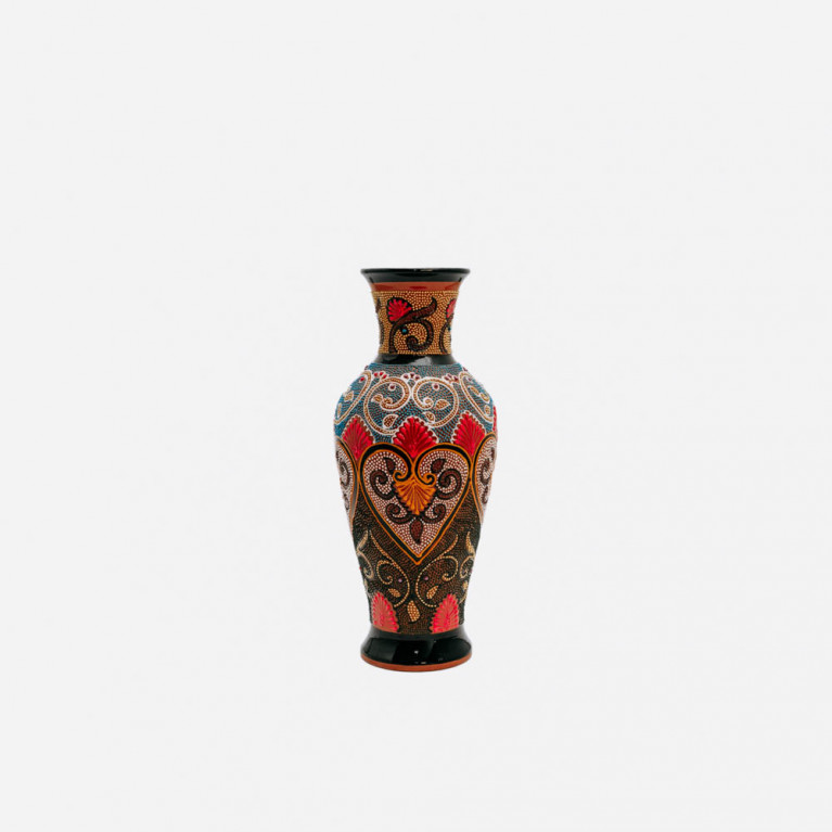 Unik handgjord vas från Rishtan (Uzbekistan), 30 cm, droppteknik