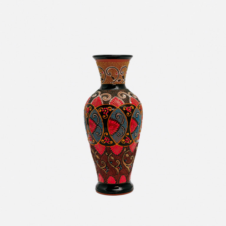 Unik handgjord vas från Rishtan (Uzbekistan), 30 cm, droppteknik