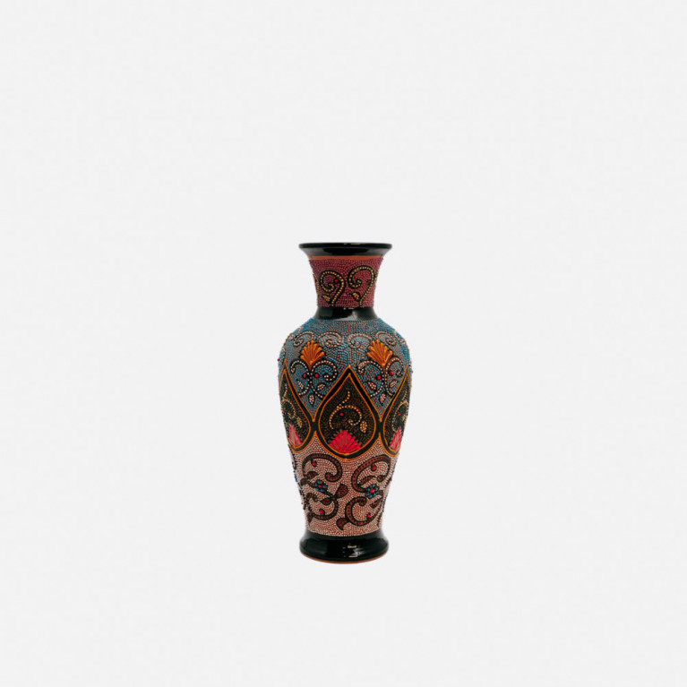 Unik handgjord vas från Rishtan (Uzbekistan), 30 cm, droppteknik