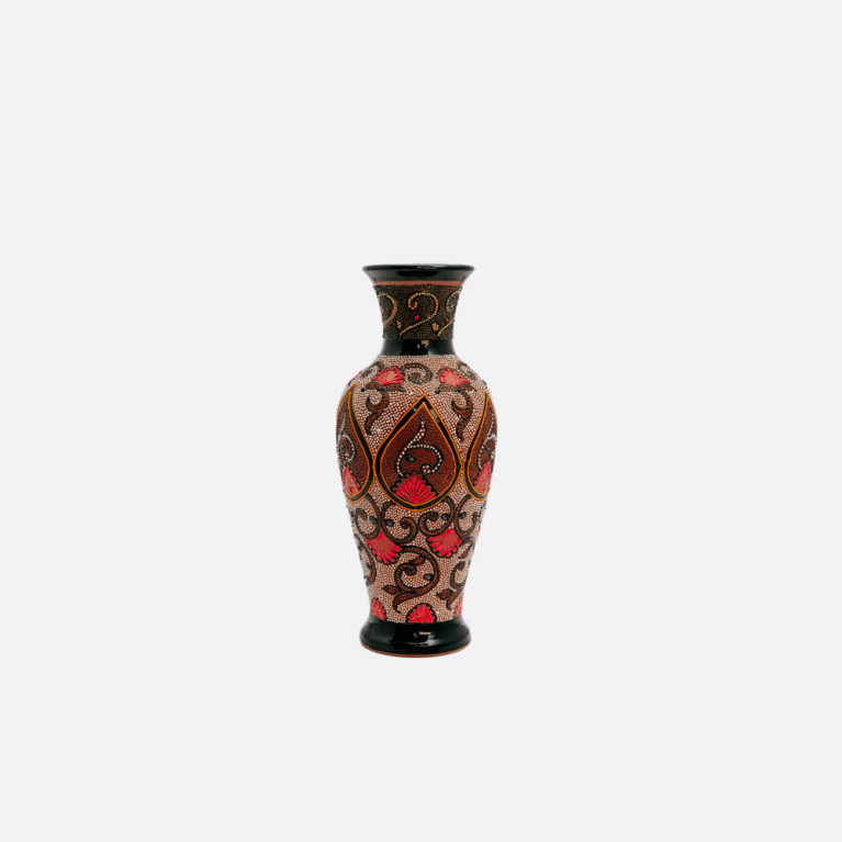 Unik handgjord vas från Rishtan (Uzbekistan), 30 cm, droppteknik