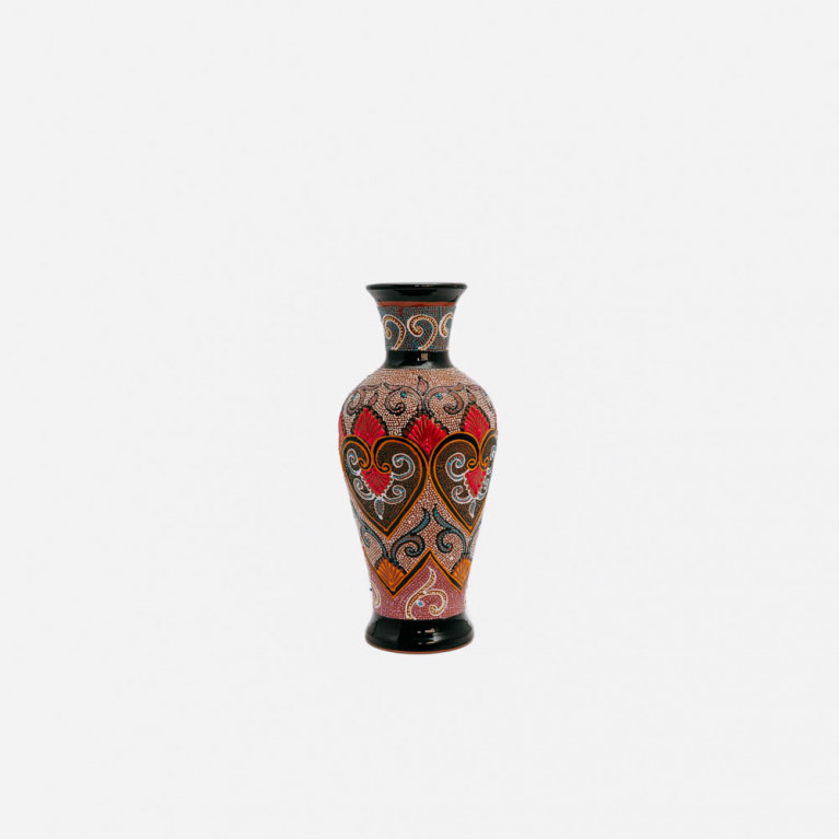 Unik handgjord vas från Rishtan (Uzbekistan), 30 cm, droppteknik