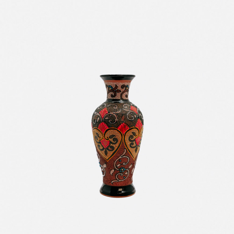Unik handgjord vas från Rishtan (Uzbekistan), 30 cm, droppteknik