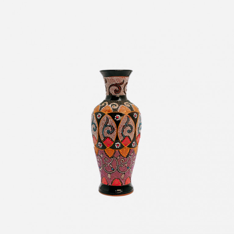 Unik handgjord vas från Rishtan (Uzbekistan), 30 cm, droppteknik