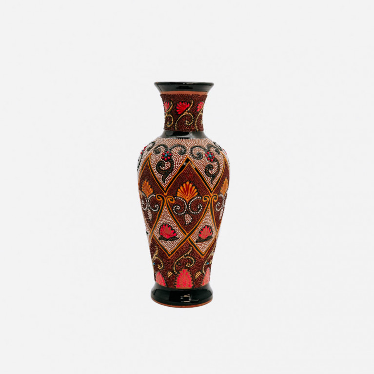Unik handgjord vas från Rishtan (Uzbekistan), 30 cm, droppteknik